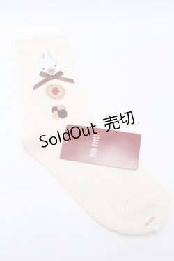 画像2: PINK HOUSE / クッキーラビッツモチーフソックス  アイボリー S-25-09-23-1044-LO-ZA-HR-ZS