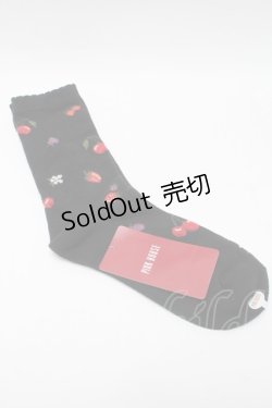 画像2: PINK HOUSE / フルール柄ソックス  黒 S-25-09-23-1005-LO-ZA-HR-ZS