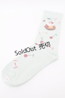 画像1: PINK HOUSE / ピンクハウスパーラー柄ソックス  ミント S-25-09-23-1047-LO-ZA-HR-ZS