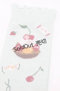 画像3: PINK HOUSE / ピンクハウスパーラー柄ソックス  ミント S-25-09-23-1047-LO-ZA-HR-ZS