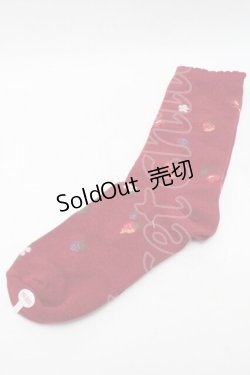 画像1: PINK HOUSE / フルール柄ソックス  赤 S-25-09-23-1006-LO-ZA-HR-ZS