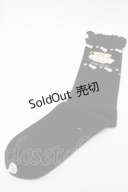 画像1: PINK HOUSE / ティーカップモチーフソックス  黒 S-25-09-23-1052-LO-ZA-HR-ZS