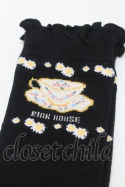 画像3: PINK HOUSE / ティーカップモチーフソックス  黒 S-25-09-23-1052-LO-ZA-HR-ZS