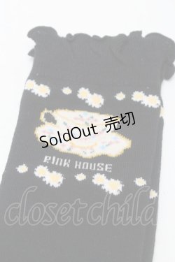 画像3: PINK HOUSE / ティーカップモチーフソックス  黒 S-25-09-23-1052-LO-ZA-HR-ZS