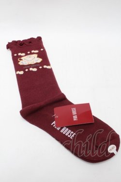 画像2: PINK HOUSE / ティーカップモチーフソックス  ワイン S-25-09-23-1053-LO-ZA-HR-ZS