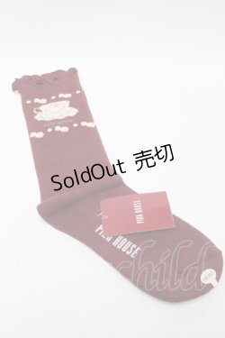 画像2: PINK HOUSE / ティーカップモチーフソックス  ワイン S-25-09-23-1053-LO-ZA-HR-ZS
