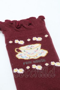 画像3: PINK HOUSE / ティーカップモチーフソックス  ワイン S-25-09-23-1053-LO-ZA-HR-ZS