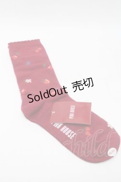 画像2: PINK HOUSE / フルール柄ソックス  赤 S-25-09-23-1006-LO-ZA-HR-ZS