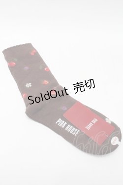 画像2: PINK HOUSE / フルール柄ソックス  ブラウン S-25-09-23-1007-LO-ZA-HR-ZS