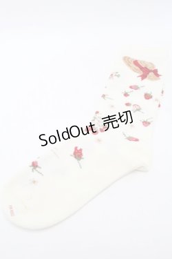 画像1: PINK HOUSE / Straw-berry Hat 柄ソックス  アイボリー S-25-09-23-1008-LO-ZA-HR-ZS