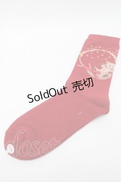 画像1: PINK HOUSE / フラワーバスケットテディソックス  赤 S-25-09-23-1010-LO-ZA-HR-ZS