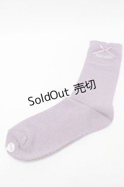 画像1: PINK HOUSE / ロゴ&リボン付きソックス  ラベンダー S-25-09-23-1013-LO-ZA-HR-ZS