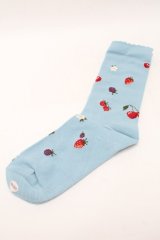 PINK HOUSE / フルール柄ソックス  サックス S-25-09-23-1003-LO-ZA-HR-ZS