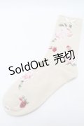 PINK HOUSE / Berry Rose柄ソックス  アイボリー S-25-09-23-1023-LO-ZA-HR-ZS