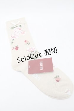 画像2: PINK HOUSE / Berry Rose柄ソックス  アイボリー S-25-09-23-1023-LO-ZA-HR-ZS
