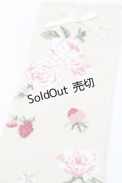 画像3: PINK HOUSE / Berry Rose柄ソックス  アイボリー S-25-09-23-1023-LO-ZA-HR-ZS
