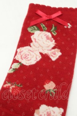 画像3: PINK HOUSE / Berry Rose柄ソックス  赤 S-25-09-23-1024-LO-ZA-HR-ZS