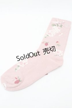 画像1: PINK HOUSE / Berry Rose柄ソックス  ピンク S-25-09-23-1025-LO-ZA-HR-ZS