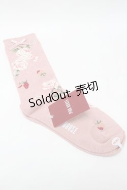 画像2: PINK HOUSE / Berry Rose柄ソックス  ピンク S-25-09-23-1025-LO-ZA-HR-ZS