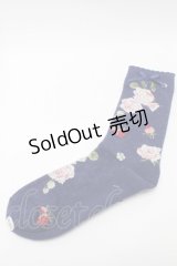 PINK HOUSE / Berry Rose柄ソックス  ネイビー S-25-09-23-1026-LO-ZA-HR-ZS