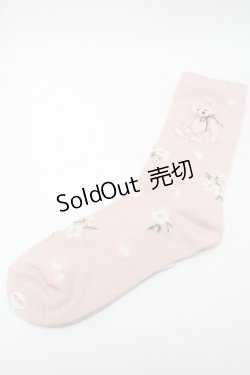 画像1: PINK HOUSE / 桜Teddyソックス  ピンク S-25-09-23-1027-LO-ZA-HR-ZS