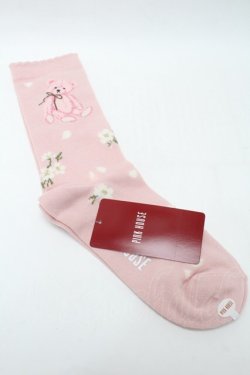 画像2: PINK HOUSE / 桜Teddyソックス  ピンク S-25-09-23-1027-LO-ZA-HR-ZS