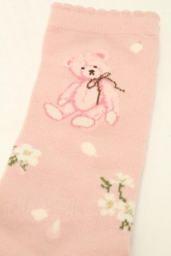 画像3: PINK HOUSE / 桜Teddyソックス  ピンク S-25-09-23-1027-LO-ZA-HR-ZS