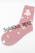 PINK HOUSE / 桜Teddyソックス  赤 S-25-09-23-1028-LO-ZA-HR-ZS