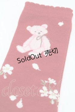 画像3: PINK HOUSE / 桜Teddyソックス  赤 S-25-09-23-1028-LO-ZA-HR-ZS