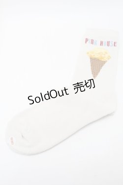 画像1: PINK HOUSE / アイスクリーム柄ソックス  バニラ S-25-09-23-1030-LO-ZA-HR-ZS