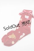 PINK HOUSE / PINK HOUSE × misako aoki/Animal Happy Jam柄ソックス  赤 S-25-09-23-1031-LO-ZA-HR-ZS