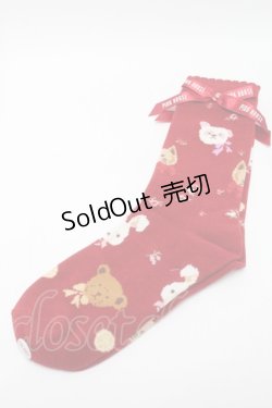 画像1: PINK HOUSE / PINK HOUSE × misako aoki/Animal Happy Jam柄ソックス  赤 S-25-09-23-1031-LO-ZA-HR-ZS