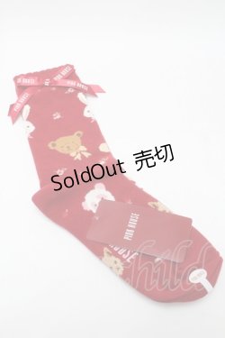 画像2: PINK HOUSE / PINK HOUSE × misako aoki/Animal Happy Jam柄ソックス  赤 S-25-09-23-1031-LO-ZA-HR-ZS