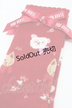 画像3: PINK HOUSE / PINK HOUSE × misako aoki/Animal Happy Jam柄ソックス  赤 S-25-09-23-1031-LO-ZA-HR-ZS