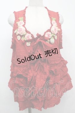 画像1: PINK HOUSE / Berry Roseモチーフ付きベスト  赤 S-25-09-23-014-LO-TO-AS-ZS