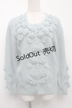 画像1: PINK HOUSE / ローズモチーフニットカーディガン  サックス S-25-09-23-018-LO-TO-AS-ZS