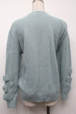 画像2: PINK HOUSE / ローズモチーフニットカーディガン  サックス S-25-09-23-018-LO-TO-AS-ZS