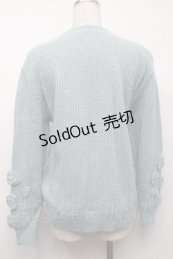 画像2: PINK HOUSE / ローズモチーフニットカーディガン  サックス S-25-09-23-018-LO-TO-AS-ZS