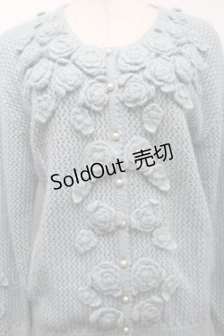 画像3: PINK HOUSE / ローズモチーフニットカーディガン  サックス S-25-09-23-018-LO-TO-AS-ZS