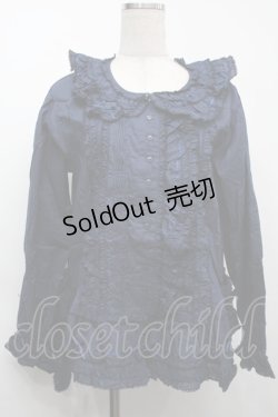 画像1: PINK HOUSE / リボンローンフリルブラウス  紺 S-25-09-23-020-LO-BL-AS-ZS