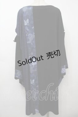 画像2: Qutie Frash / 着物袖ロングカットソー  黒ｘ青 S-25-09-23-024-QU-TO-AS-ZS