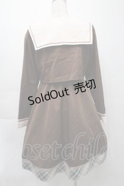 画像2: Amavel / School Check Setup風セーラーワンピース  ブラウン S-25-09-24-033-CA-OP-AS-ZS