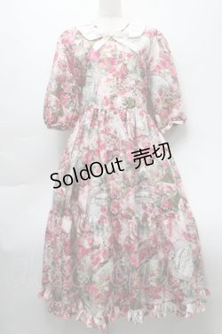 画像1: ANGELIQUE ROSA / ローズプリントロングワンピース  ピンク S-25-09-24-038-LO-OP-HR-ZS