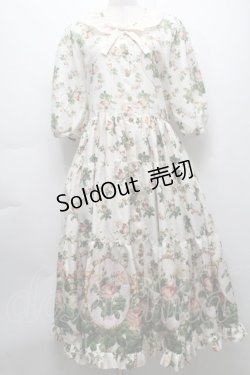 画像1: ANGELIQUE ROSA / ローズプリントロングワンピース  アイボリー S-25-09-24-039-LO-OP-HR-ZS