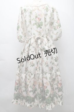 画像2: ANGELIQUE ROSA / ローズプリントロングワンピース  アイボリー S-25-09-24-039-LO-OP-HR-ZS