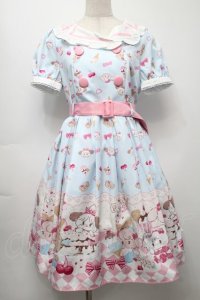 axes femme kawaii / mikko illustration × axes femme KAWAII ダイナーカフェワンピース  サックス S-25-09-24-048-AX-OP-AS-ZS