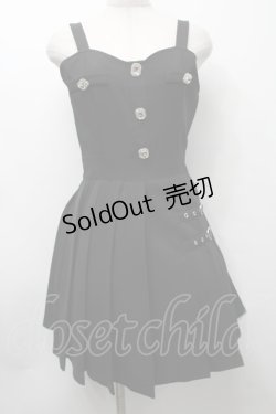 画像1: Ank Rouge / ビジュープリーツジャンパースカート  黒 S-25-09-24-054-CA-OP-HR-ZS