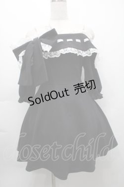 画像1: Ank Rouge / リボンオフショルカットワンピース  黒ｘ白 S-25-09-24-056-CA-OP-HR-ZS