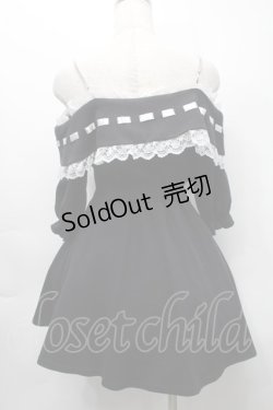 画像2: Ank Rouge / リボンオフショルカットワンピース  黒ｘ白 S-25-09-24-056-CA-OP-HR-ZS