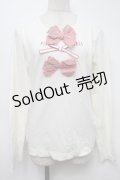 PINK HOUSE / リボンモチーフ付きカットソー  アイボリー S-25-09-24-008-LO-TO-HR-ZS
